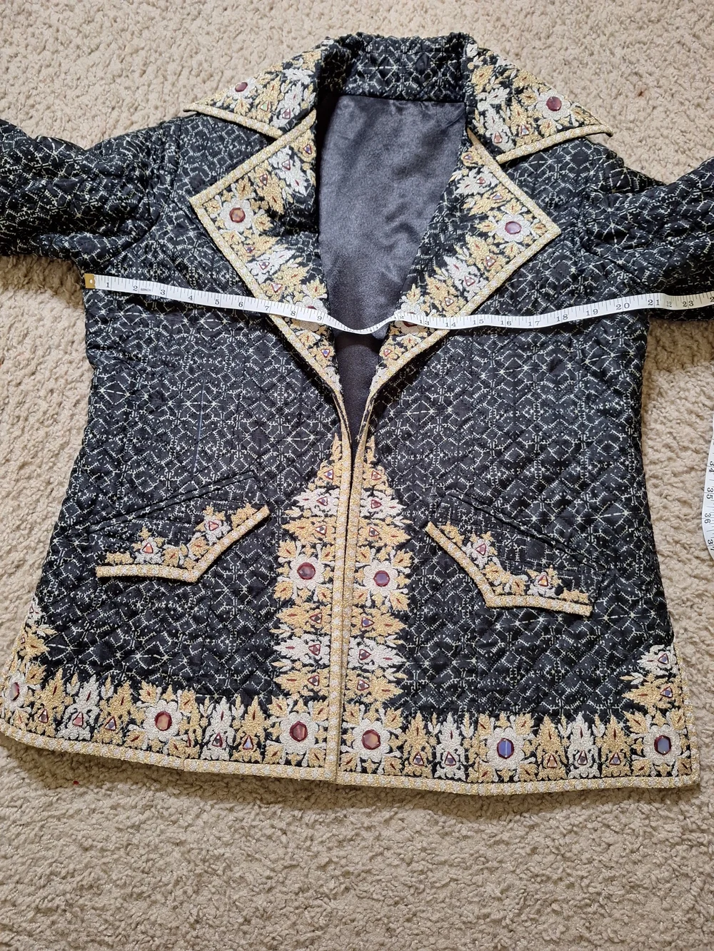 Burlington Aztec Print Quilted Embroidered Coat Jacket Size L
